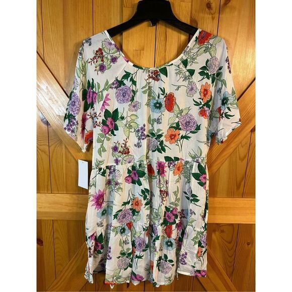 Kensie Medium Floral Print Woven Short Sleeve Round Neck Dress nwt (4957) - Picture 9 of 9